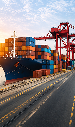 Cargo containers at a logistics port